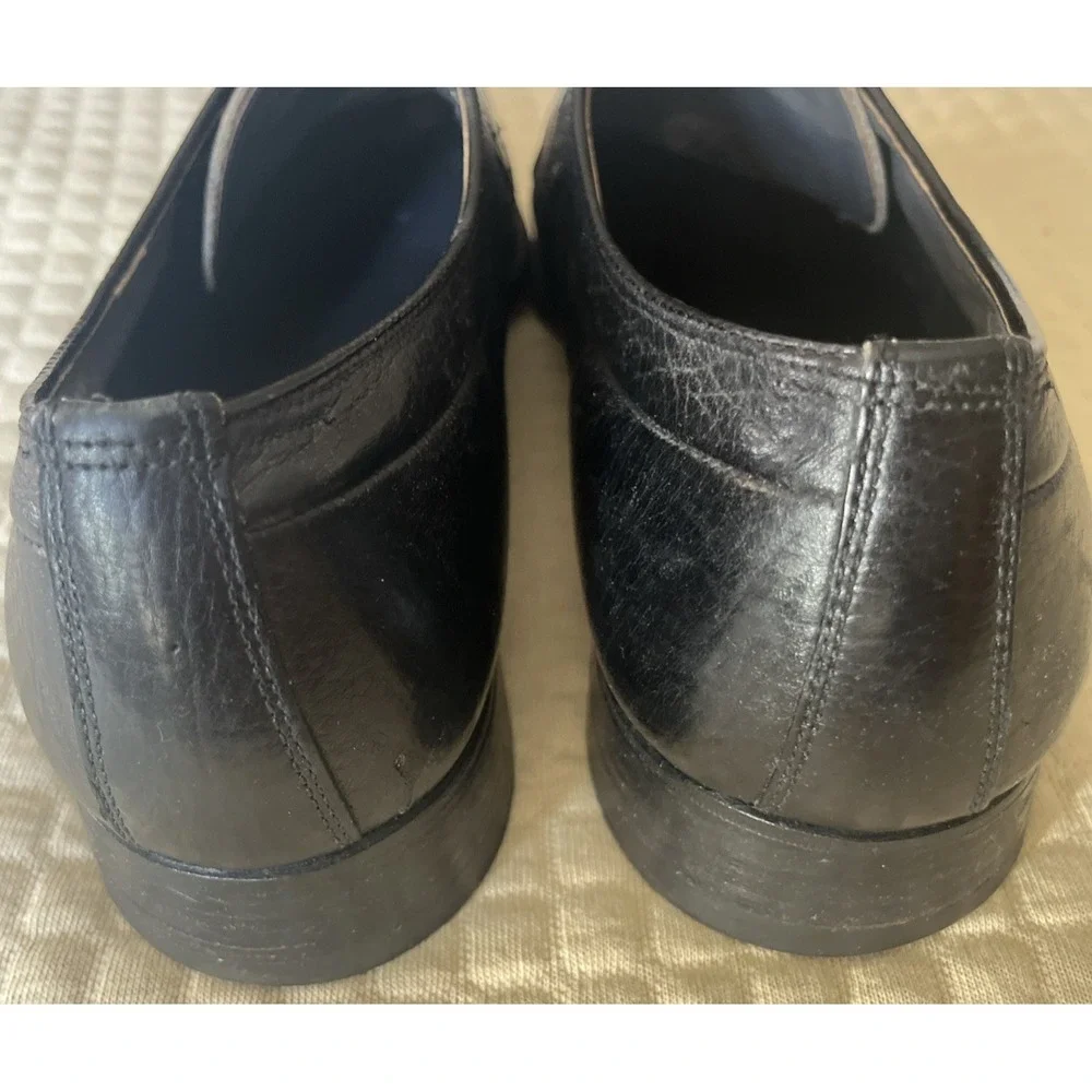 Nettleton‎ VTG Black Pebble Grain Leather Plain Toe Derby Oxford Shoes Mens 9